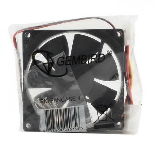 Вентилятор Gembird FANCASE-4 80x80x25, втулка, 4 pin Molex, провод 30 см фото 3