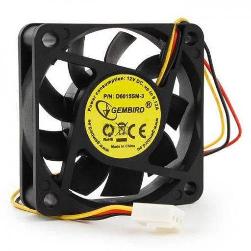 Вентилятор Gembird D6015SM-3 60x60x15, втулка, 3 pin, провод 25 см {100} фото 1