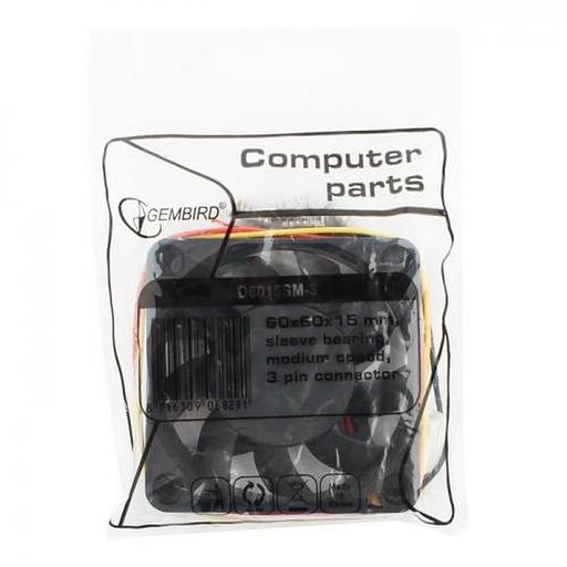 Вентилятор Gembird D6015SM-3 60x60x15, втулка, 3 pin, провод 25 см {100} фото 3