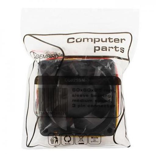 Вентилятор Gembird D6025SM-3 60x60x25, втулка, 3 pin, провод 25 см, OEM {100} фото 3