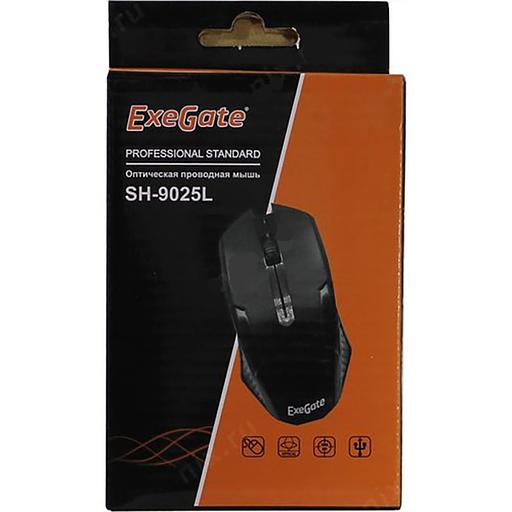 EX264097RUS мышь ExeGate SH-9025L (USB, оптическая, 1000dpi, 3 кнопки и колесо прокрутки, длина кабеля 2м, черная, Color box) (103122) фото 3