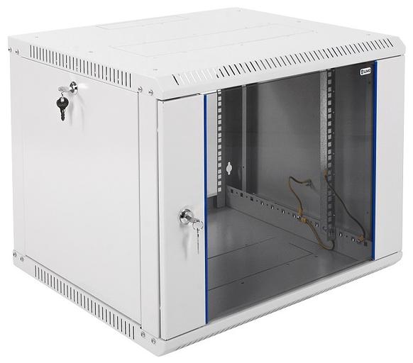 Шкаф телекоммуникационный настенный разборный 9U (600х520) дверь стекло, черный (ШРН-Э-9.500-9005) фото 1