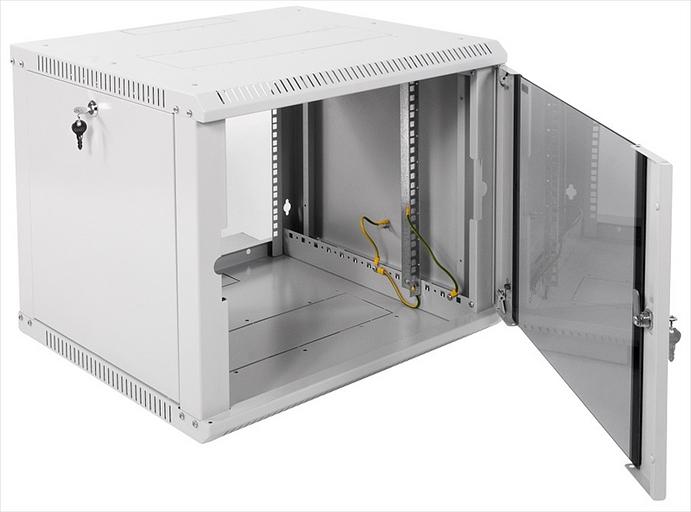 Шкаф телекоммуникационный настенный разборный 9U (600х520) дверь стекло, черный (ШРН-Э-9.500-9005) фото 2