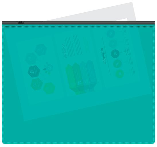 Папка на молнии ZIP Бюрократ -BPM5ATURGBL A5 полипропилен 0.15мм бирюзовый цвет молнии черный фото 3