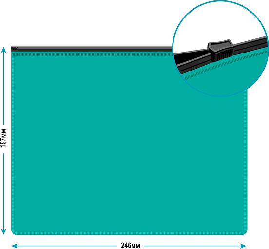 Папка на молнии ZIP Бюрократ -BPM5ATURGBL A5 полипропилен 0.15мм бирюзовый цвет молнии черный фото 5