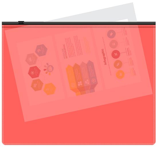 Папка на молнии ZIP Бюрократ -BPM5APINKBL A5 полипропилен 0.15мм коралловый цвет молнии черный фото 3