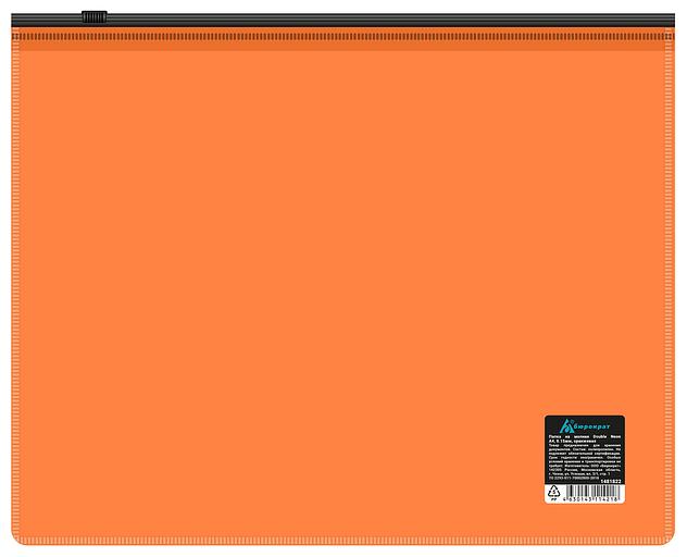 Папка на молнии ZIP Бюрократ Double Neon DNEBPM4AORBL A4+ полипропилен 0.15мм оранжевый цвет молнии черный фото 2