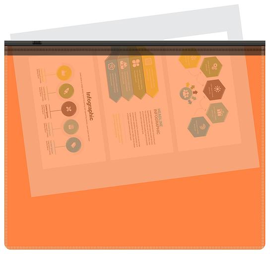 Папка на молнии ZIP Бюрократ Double Neon DNEBPM4AORBL A4+ полипропилен 0.15мм оранжевый цвет молнии черный фото 4