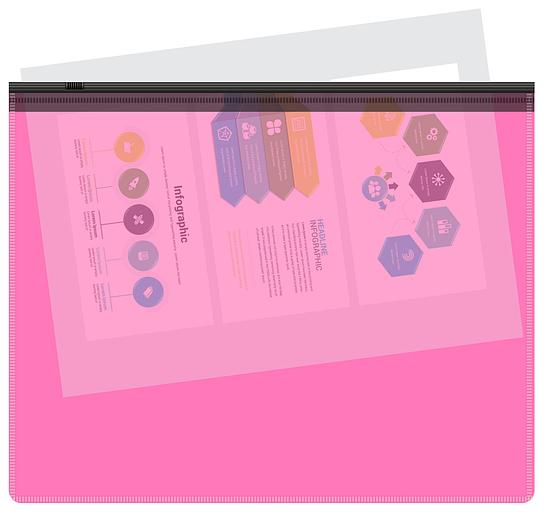 Папка на молнии ZIP Бюрократ Double Neon DNEBPM4APINKBL A4+ полипропилен 0.15мм розовый цвет молнии черный фото 4