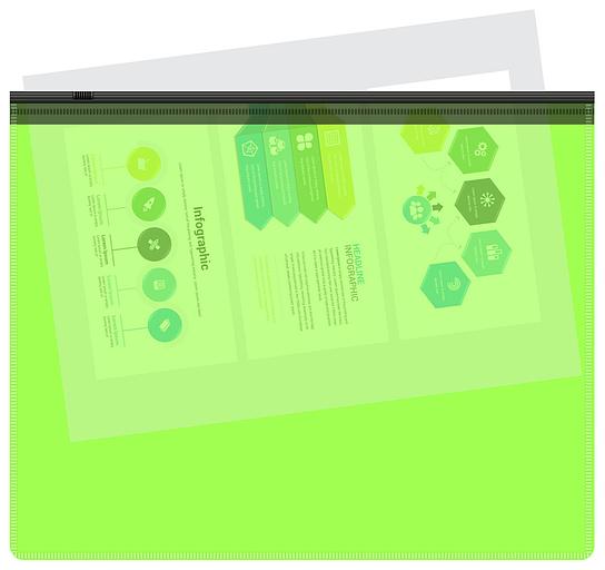 Папка на молнии ZIP Бюрократ Double Neon DNEBPM4ALETTBL A4+ полипропилен 0.15мм салатовый цвет молнии черный фото 4