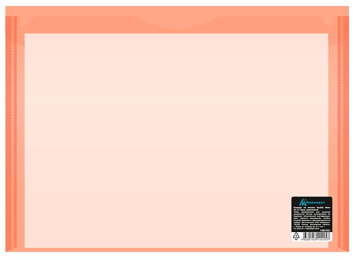 Конверт на кнопке Бюрократ Double Neon DNEPK803A4OR A4 пластик 0.18мм оранжевый фото 3