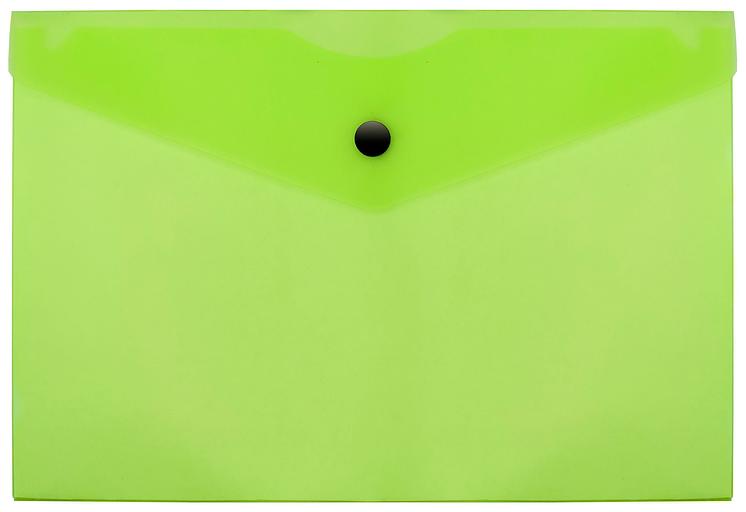 Конверт на кнопке Бюрократ Double Neon DNEPK804A5LETT A5 пластик 0.18мм салатовый фото 1