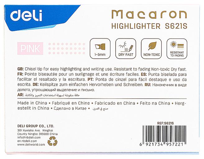 Текстовыделитель Deli ES621Spink Macaron скошенный пиш. наконечник 1-5мм розовый фото 4
