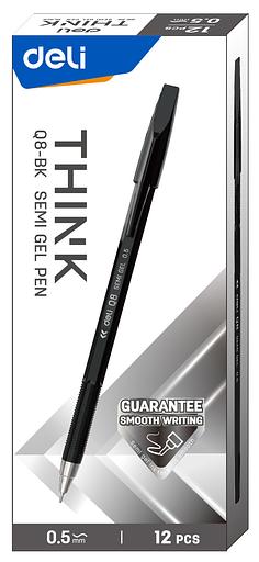 Набор ручек шариков. Deli Think EQ8-BK черные (12шт) линия 0.7мм фото 4