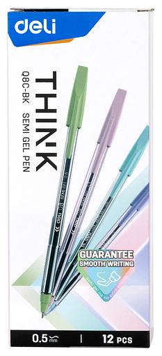 Набор ручек шариков. Deli Think EQ8C-BK черные (12шт) линия 0.5мм фото 7