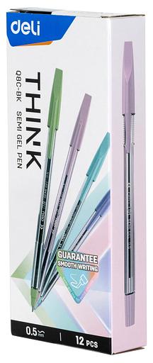 Набор ручек шариков. Deli Think EQ8C-BK черные (12шт) линия 0.5мм фото 8