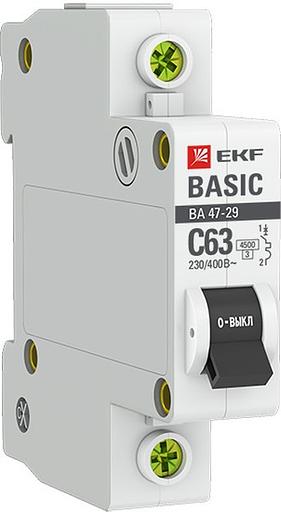 Выключатель автоматический EKF MCB4729-1-25C 25A тип C 4.5kA 1П 230В 1мод белый фото 1