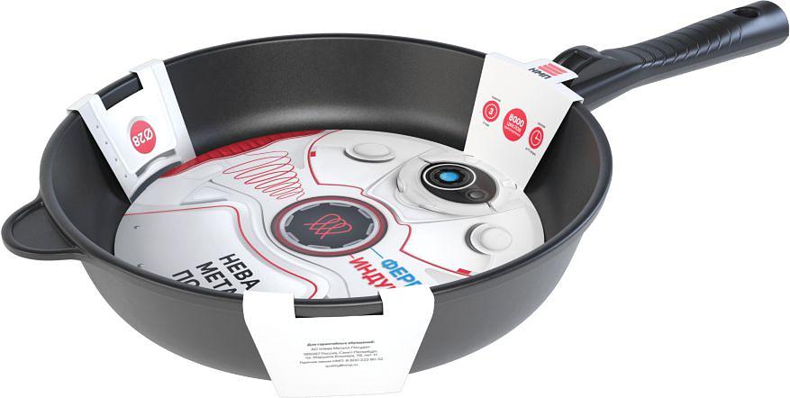 Сковорода НМП Ферра Индукция 59028 круглая ручка съемная (без крышки) черный фото 1