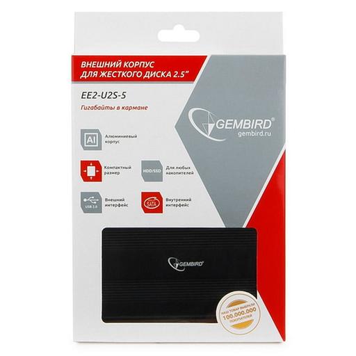 Внешний корпус 2.5" Gembird EE2-U2S-5, черный, USB 2.0, SATA, металл Gembird {100} фото 3