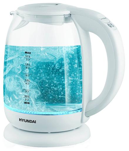 Чайник электрический Hyundai HYK-S3808 1.7л. 2200Вт белый (корпус: стекло) фото 1
