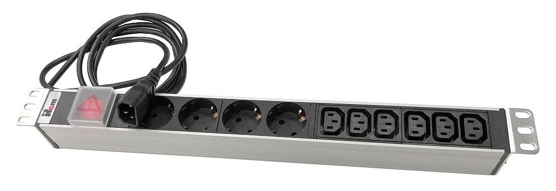 Блок распределения питания Rem R-10-4S-6C13-V-440-1.8 гор.размещ. 4xSchuko 6xC13 базовые 10A C14 1.8м фото 1