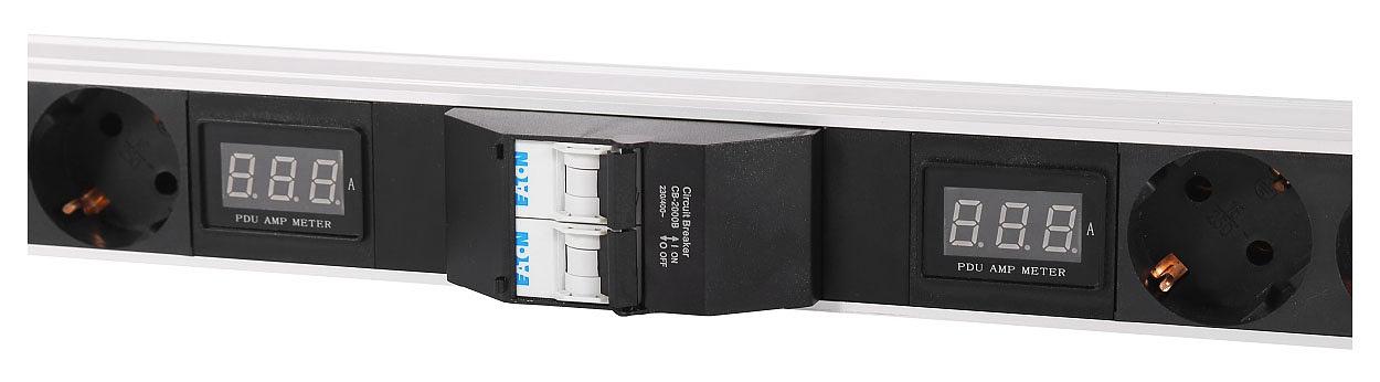 Блок распределения питания Rem R-32-10S-8C13-10C19-A-AM-1420 верт.размещ. 10xSchuko 10xC19 8xC13 базовые 32A клеммная колодка фото 2