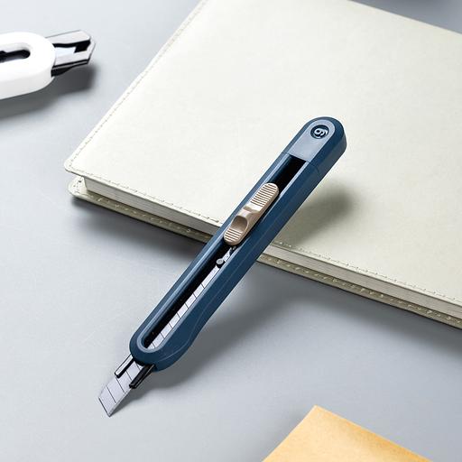 Нож канцелярский Deli ENS063-BL Nusign шир.лез.9мм фиксатор сталь синий фото 7