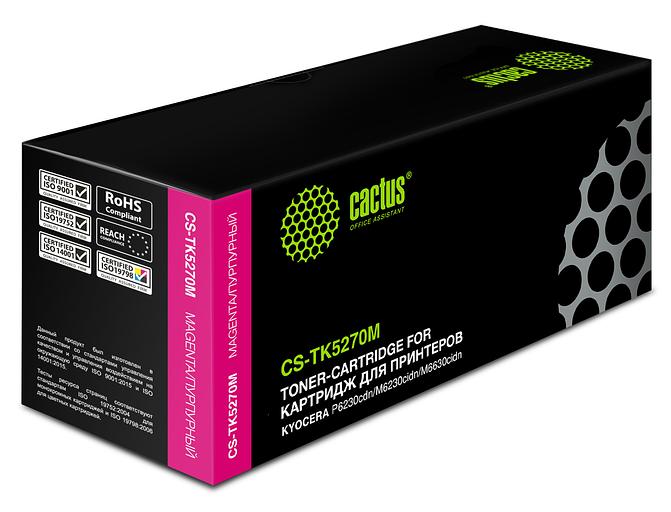 Картридж лазерный Cactus CS-TK5270M пурпурный (6000стр.) для Kyocera Ecosys P6230cdn/M6230cidn/M6630cidn фото 2