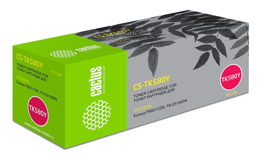 Картридж лазерный Cactus CS-TK580Y желтый (2800стр.) для Kyocera FS-C5150DN/P6021 Ecosys фото 1