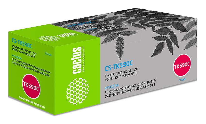 Картридж лазерный Cactus CS-TK590C голубой (5000стр.) для Kyocera FS-C2526MFP/C2626MFP/C5250DN/C2026MFP фото 1