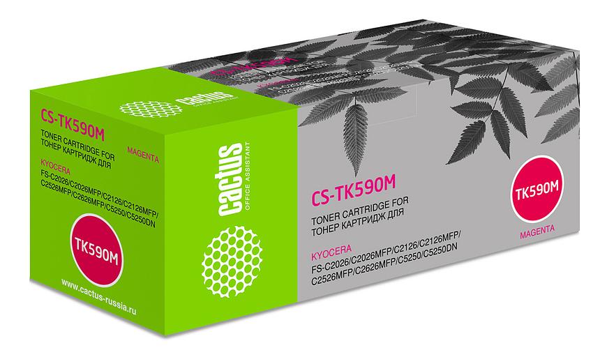 Картридж лазерный Cactus CS-TK590M пурпурный (5000стр.) для Kyocera FS-C2026MFP/C2126MFP/C2526MFP/C2626MFP/C5250DN фото 1