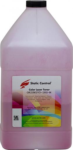 Тонер Static Control OKIUNIV3-1KG-M пурпурный флакон 1000гр. для принтера Oki C3300N/5500 фото 1