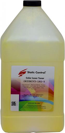 Тонер Static Control OKIUNIV3-1KG-Y желтый флакон 1000гр. для принтера Oki C3300N/5500 фото 1