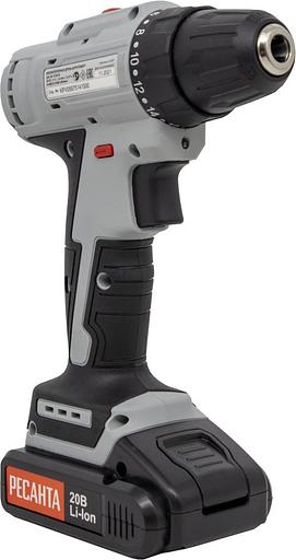 Дрель-шуруповерт Ресанта ДА-20-2ЛК-Б аккум. патрон:быстрозажимной (кейс в комплекте) (75/14/10) фото 5