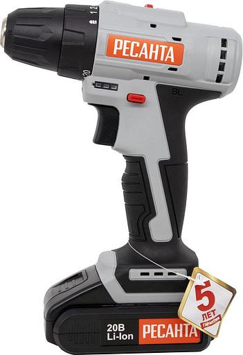 Дрель-шуруповерт Ресанта ДА-20-2ЛК-Б аккум. патрон:быстрозажимной (кейс в комплекте) (75/14/10) фото 6