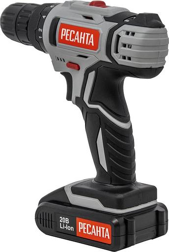 Дрель-шуруповерт Ресанта ДА-20-2ЛК аккум. патрон:быстрозажимной (кейс в комплекте) (75/14/11) фото 3