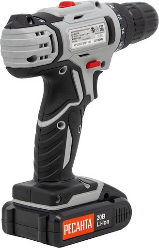 Дрель-шуруповерт Ресанта ДА-20-2ЛК аккум. патрон:быстрозажимной (кейс в комплекте) (75/14/11) фото 7