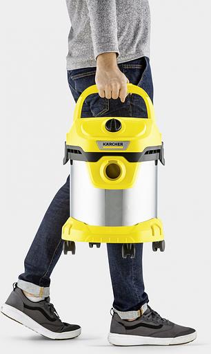Строительный пылесос Karcher WD 2 Plus S V-15/4/18 1000Вт (уборка: сухая/сбор воды) желтый фото 3