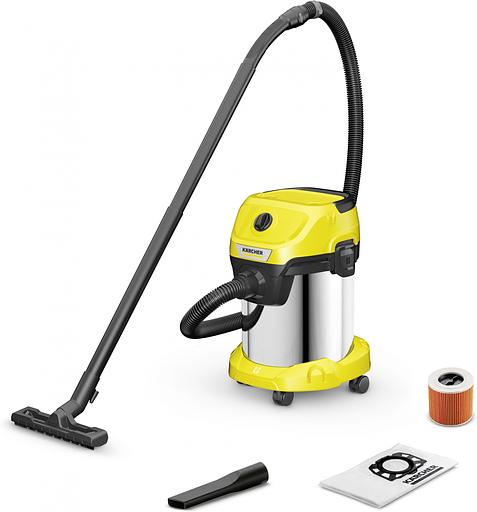 Строительный пылесос Karcher WD 3 S V-17/4/20 1000Вт (уборка: сухая/сбор воды) желтый фото 1