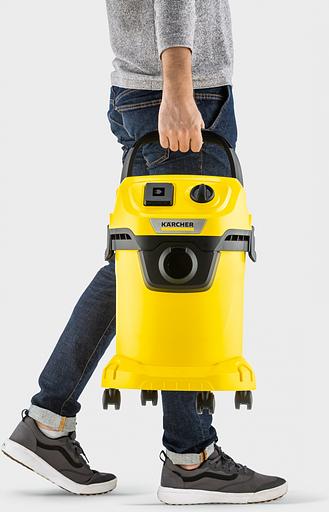 Строительный пылесос Karcher WD 3 P V-17/4/20 1000Вт (уборка: сухая/сбор воды) желтый фото 2