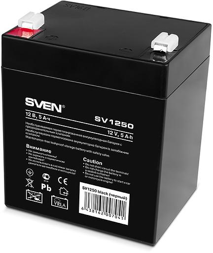 Батарея SVEN SV 1250 (12V 5Ah), напряжение 12В, емкость 5А*ч, макс. ток разряда 80А, макс. ток заряда 1.5А, свинцово-кислотная типа AGM, тип клемм F1 Sven SV-0222005 фото 1