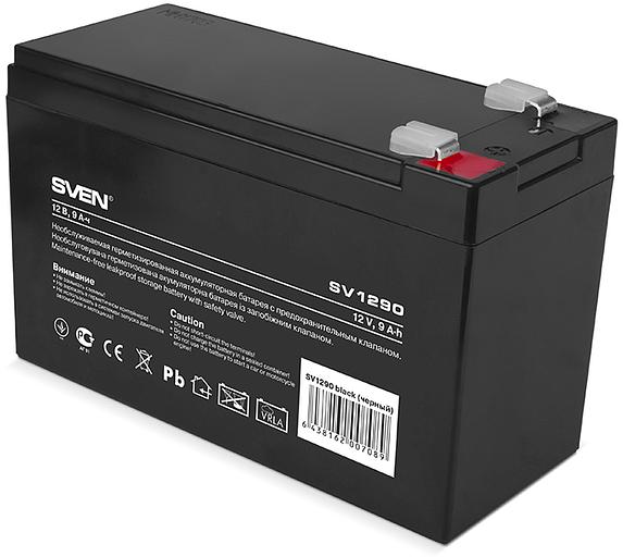 Батарея SVEN SV 1290 (12V 9Ah), напряжение 12В, емкость 9А*ч, макс. ток разряда 128А, макс. ток заряда 2.7А, свинцово-кислотная типа AGM, тип клемм F2, Д/Ш/В 151/65/94, 2.65кг Sven SV1290 (SV-0222009) фото 1