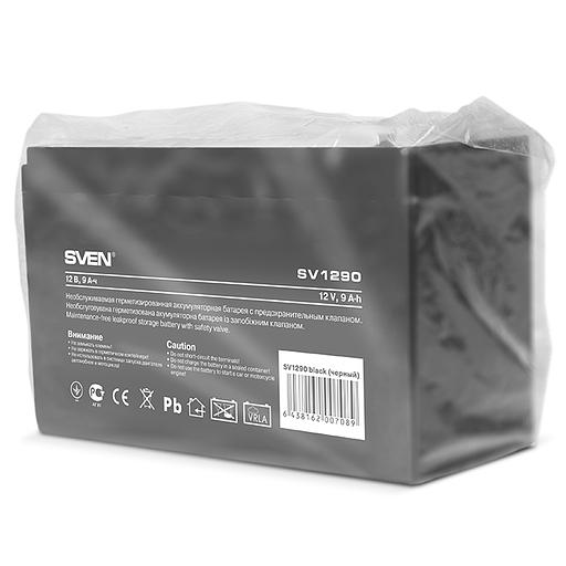 Батарея SVEN SV 1290 (12V 9Ah), напряжение 12В, емкость 9А*ч, макс. ток разряда 128А, макс. ток заряда 2.7А, свинцово-кислотная типа AGM, тип клемм F2, Д/Ш/В 151/65/94, 2.65кг Sven SV1290 (SV-0222009) фото 4