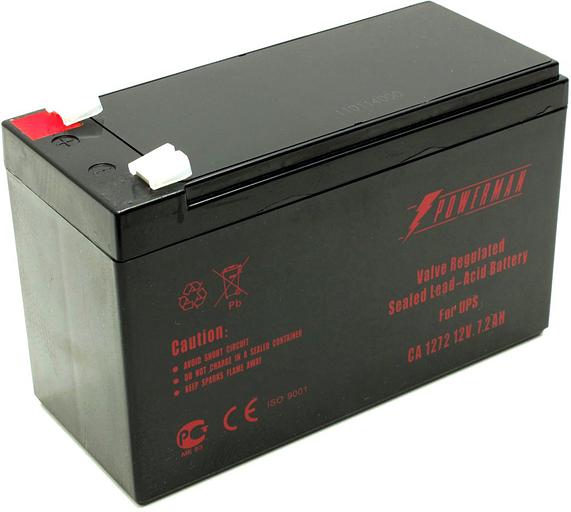 Батарея POWERMAN Battery CA1272, напряжение 12В, емкость 7Ач,макс. ток разряда 105А, макс. ток заряда 2.1А, свинцово-кислотная типа AGM, тип клемм F2, Д/Ш/В 151/65/94, 2.21 кг. Powerman CA1272/UPS (POWERMAN Battery 12V/7.2AH) фото 1