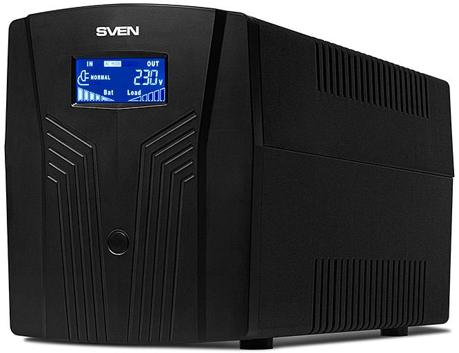 ИБП SVEN Pro 1500 (LCD, USB), линейно-интерактивный, автоматический стабилизатор напряжения, 1500Вт, 900Ва, 3 евророзетки, USB, RJ-45, черный, габариты 140?350?175мм, 10кг. (SV-013875) фото 1