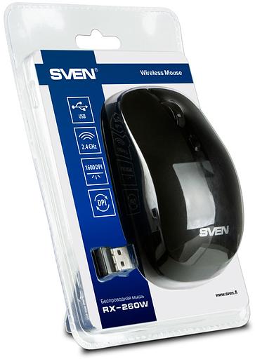 Беспроводная мышь SVEN RX-260W чёрная (2,4 GHz, 3+1кл. 800/1200/1600DPI, блист.) Sven RX-260W (SV-018160) фото 8