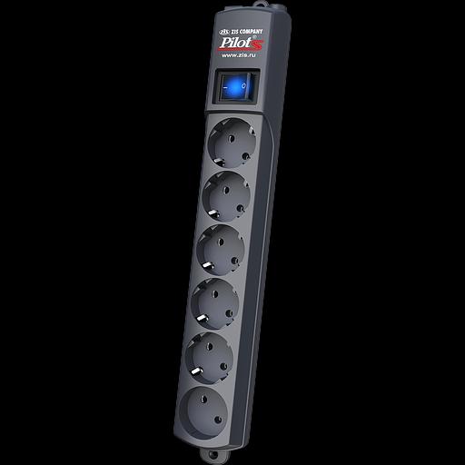 Сетевой фильтр Pilot S 6 розеток (5 евро + 1 без заземления) 10 м, графит ZIS Pilot S10M Graphite фото 1
