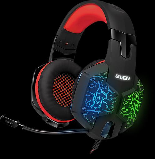 Игровые наушники с микрофоном SVEN AP-U988MV, черный-красный (USB, LED, 7.1) Sven SV-014780 фото 1