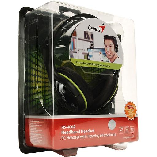 Гарнитура Genius HS-400A, 2х mini jack 3.5mm, полноразмерные наушники, регулятор громкости на проводе, длина провода 1,8м фото 4
