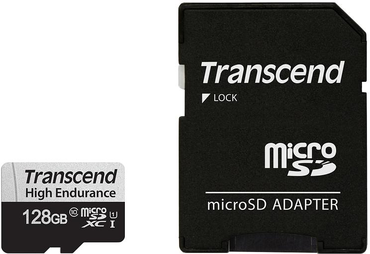 Карта памяти Transcend 128GB microSD w/ adapter U1, High Endurance R95/W45 MB/s фото 1